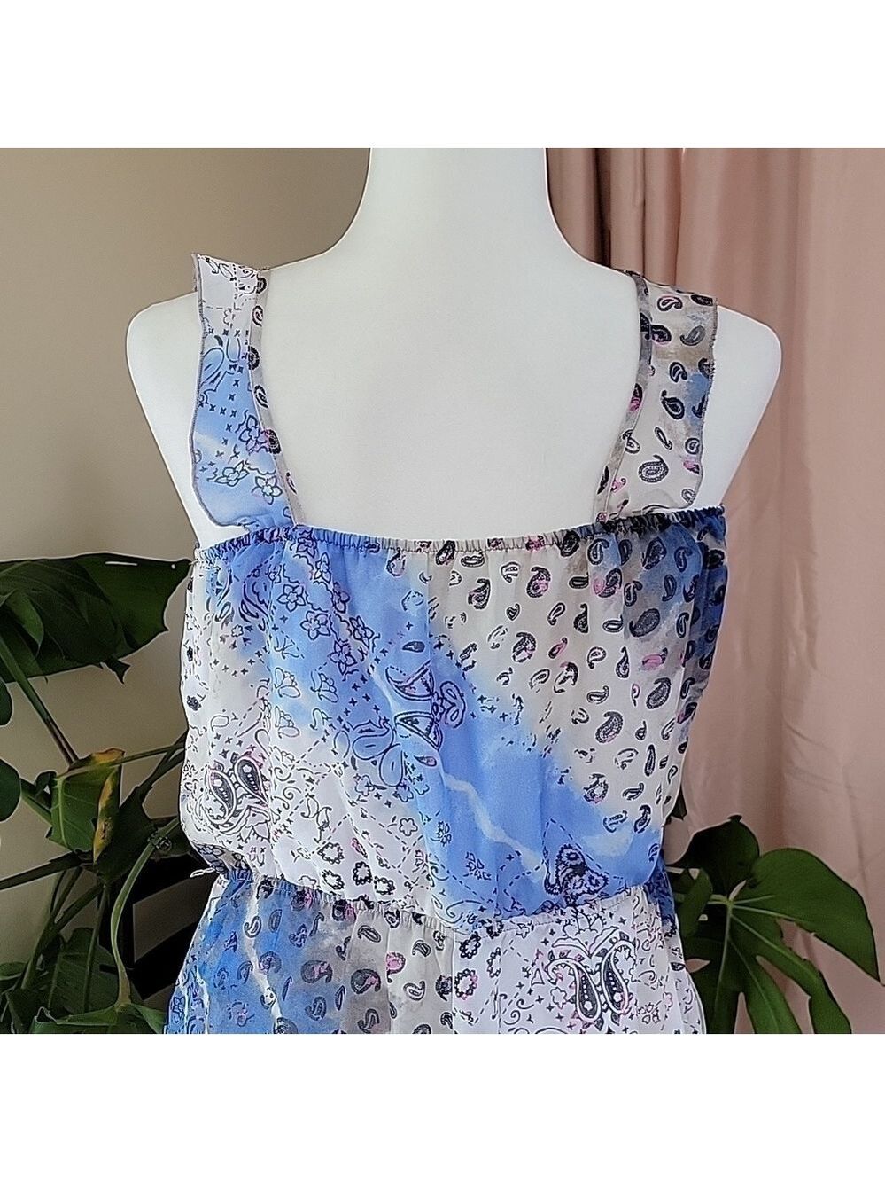 Princess Vera Wang Blue Multiprint Chiffon Romper Size Large Juniors EUC - Picture 3 of 11